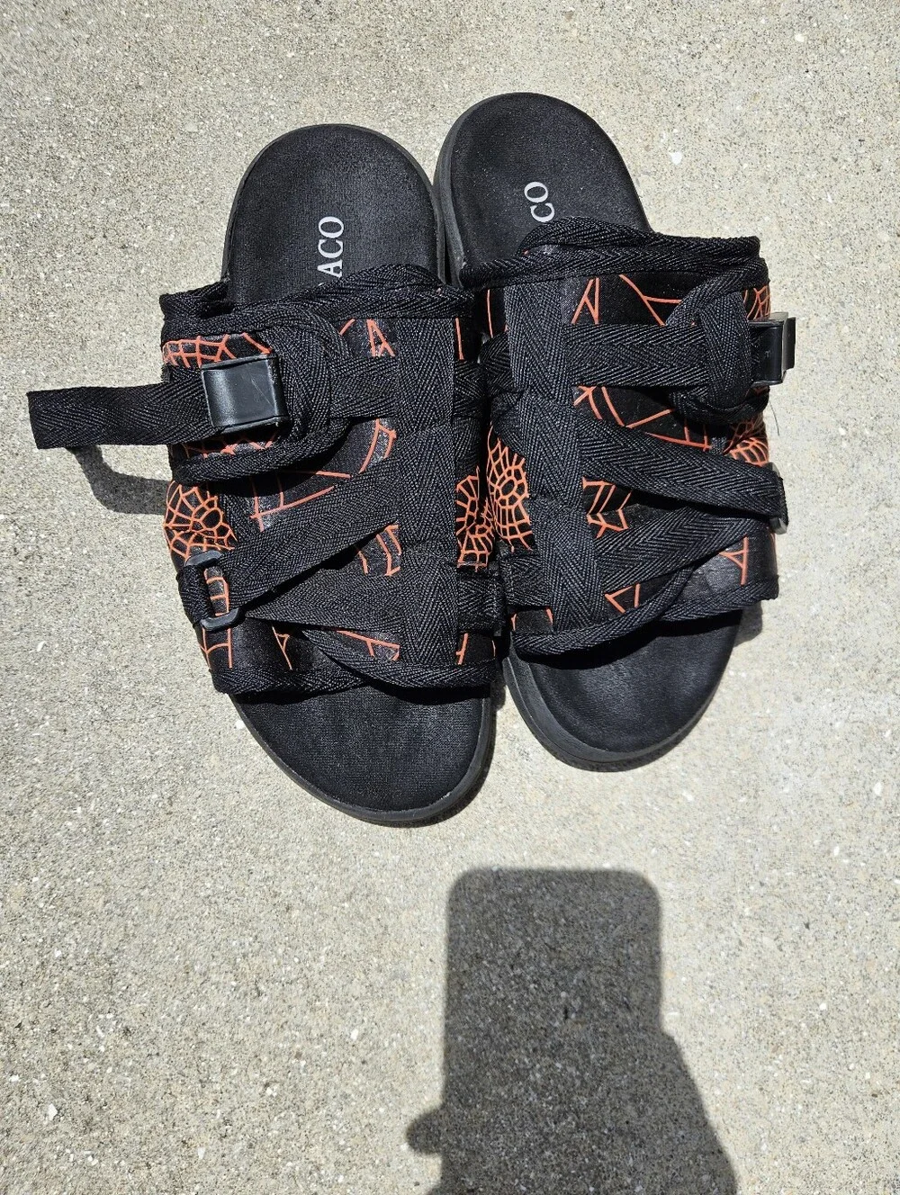 Draco Black And Orange Reflective Slides Sandals Men's Size 11-12 Pre-owned